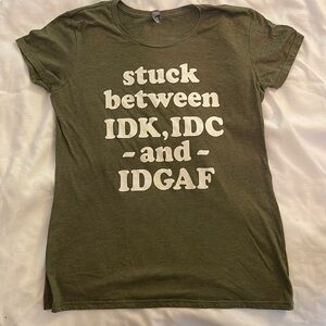 Instant Message   Ladies size Large army green tee